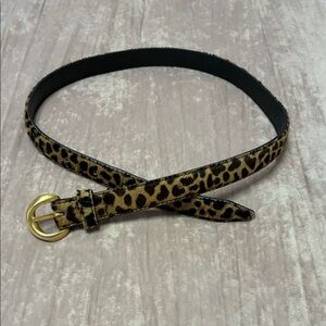 Ann Taylor Leopard Pattern Belt with Gold Buckle